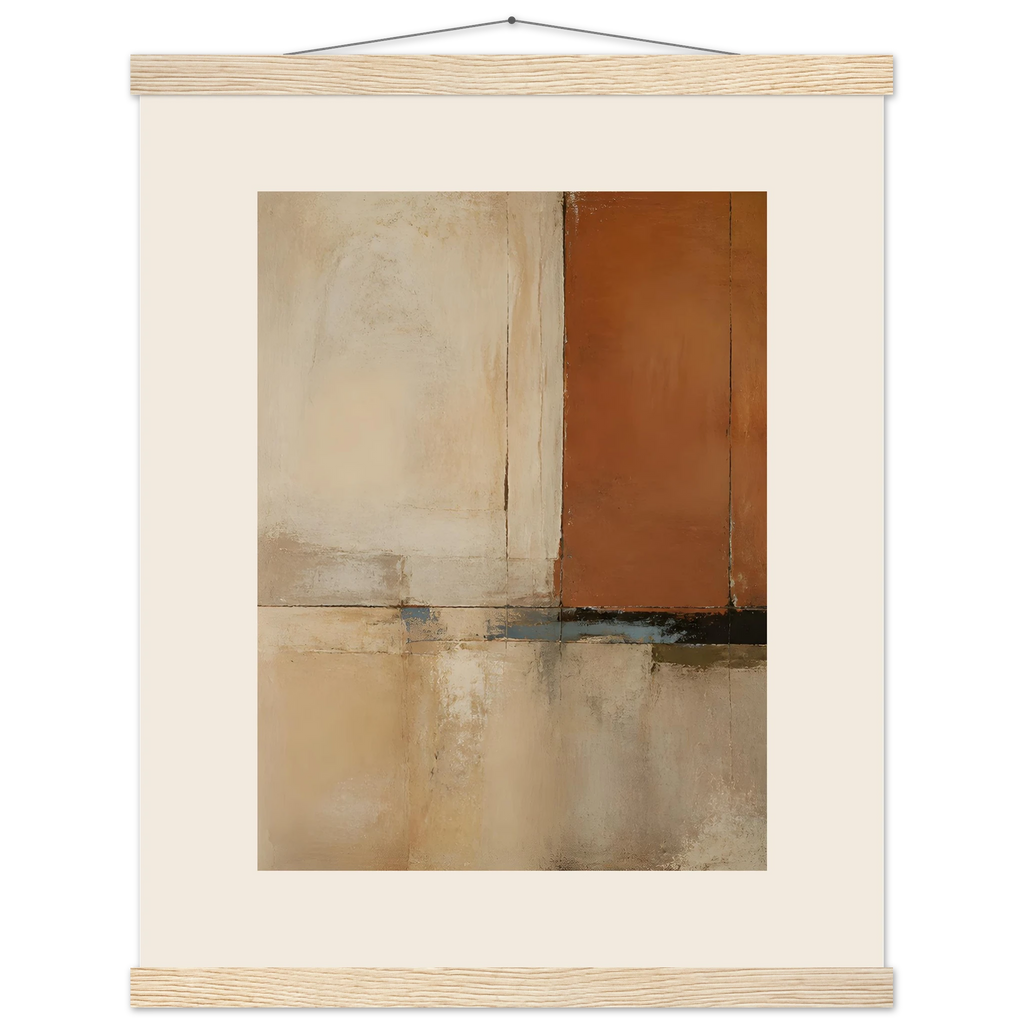 Terracotta Diptych, Panel I of II: two panels, terracotta and cream. Fine art poster, alternate frame and size.