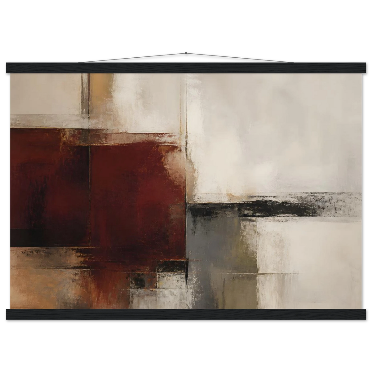 Deep Crimson: abstract, red and color field. Fine art poster with wooden hanger by The Light Stays.