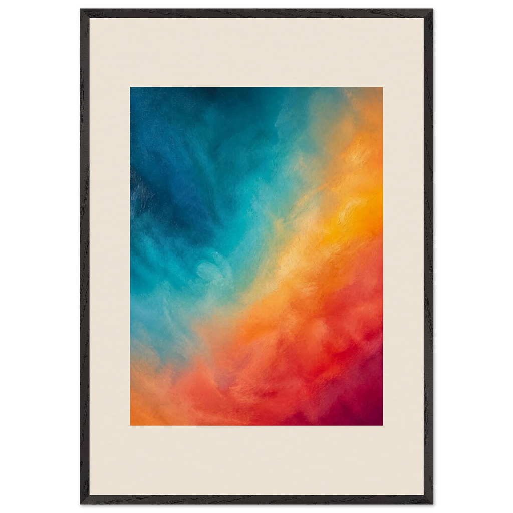 Teal and Orange, gradient, sea and dusk. Archival framed fine art print shown framed.