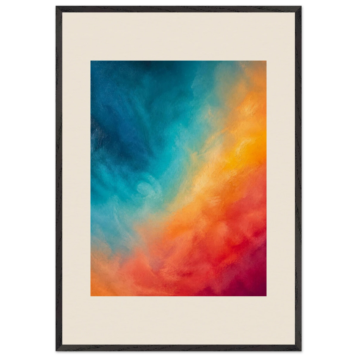 Teal and Orange, gradient, sea and dusk. Archival framed fine art print shown framed.