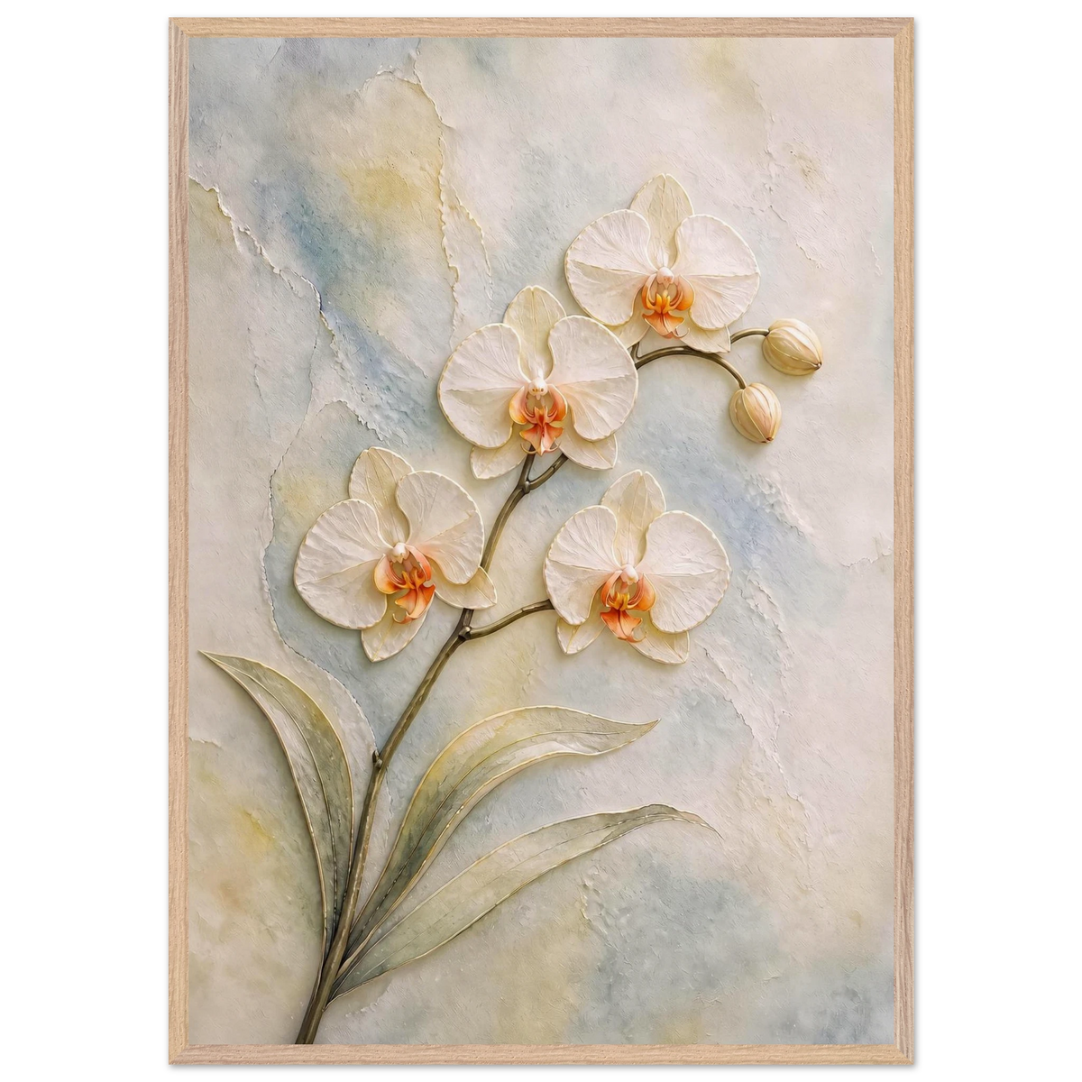 Porcelain Orchid, flowers and botanical. Archival framed fine art print shown framed.