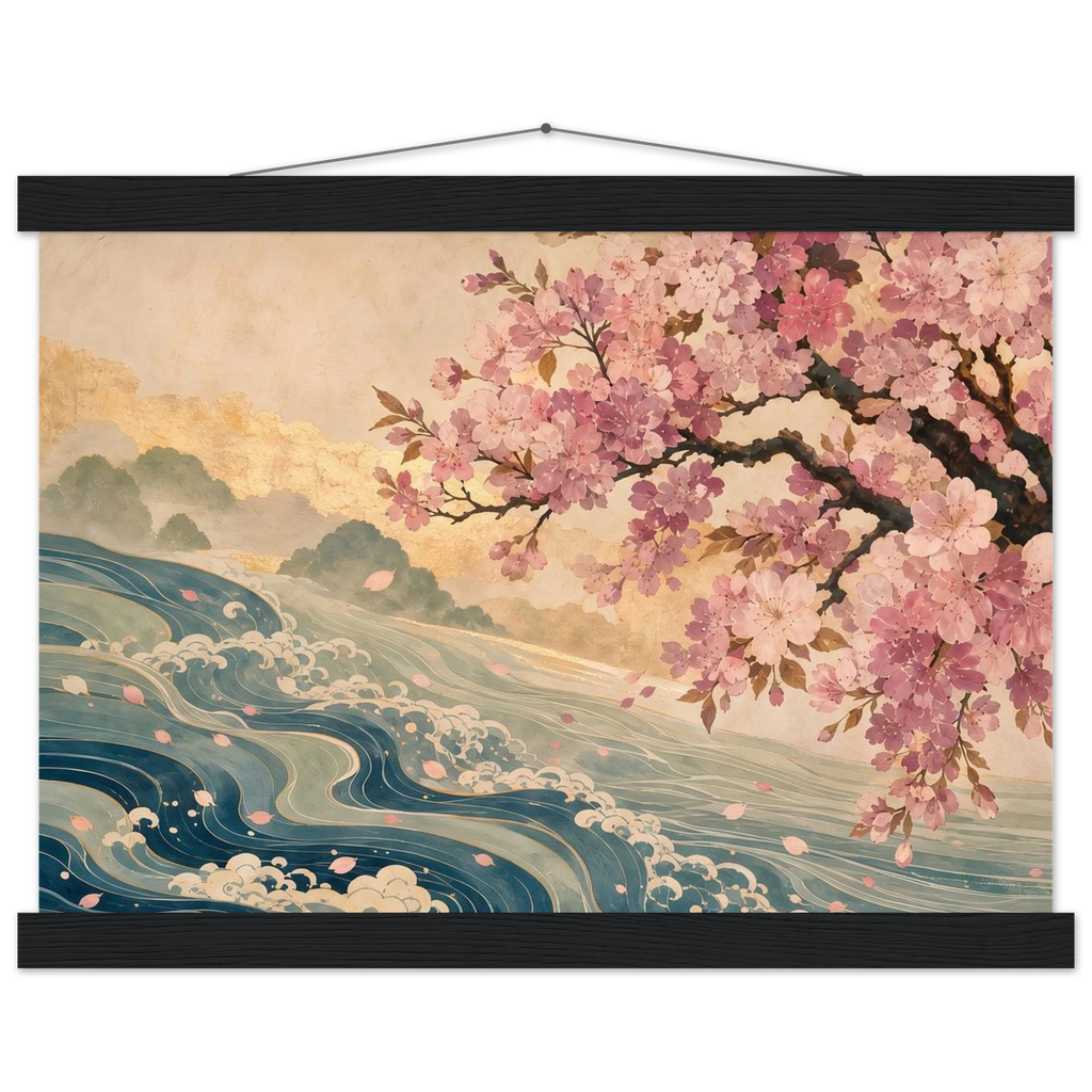 Onda e Florada, pôster floral com suporte de madeira da The Light Stays.