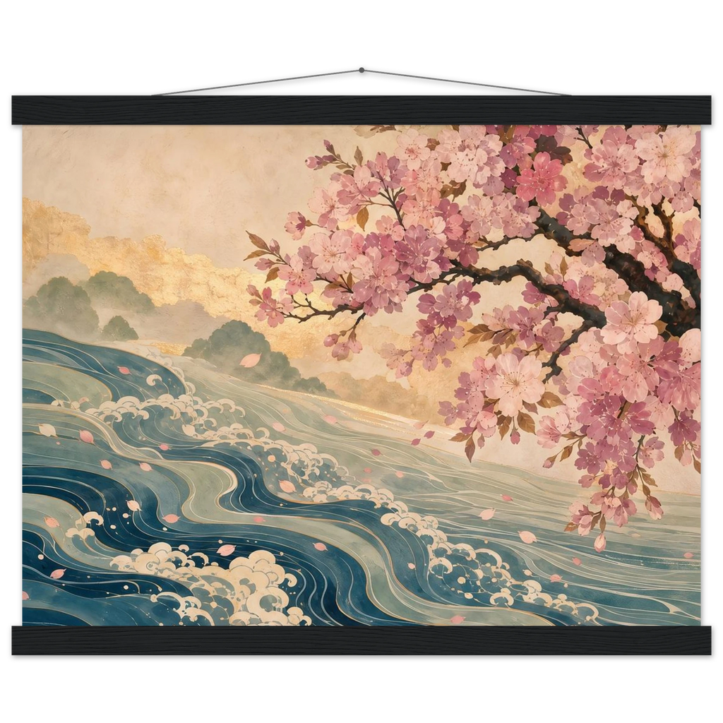 Onda e Florada, pôster floral com suporte de madeira da The Light Stays.