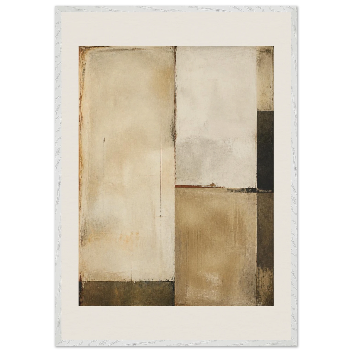 Earth and Charcoal Diptych, Panel II of II: abstract, geometry and mineral palette. Framed fine art print by The Light Stays.