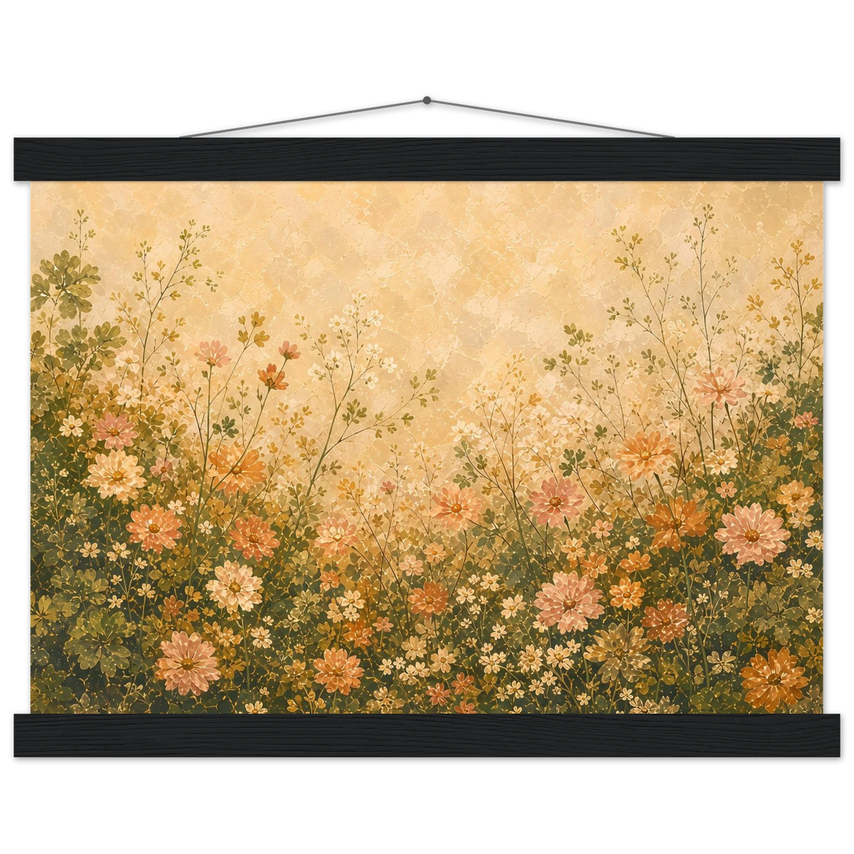 Petal Garden: flowers, botanical and abundance. Fine art poster with wooden hanger by The Light Stays.