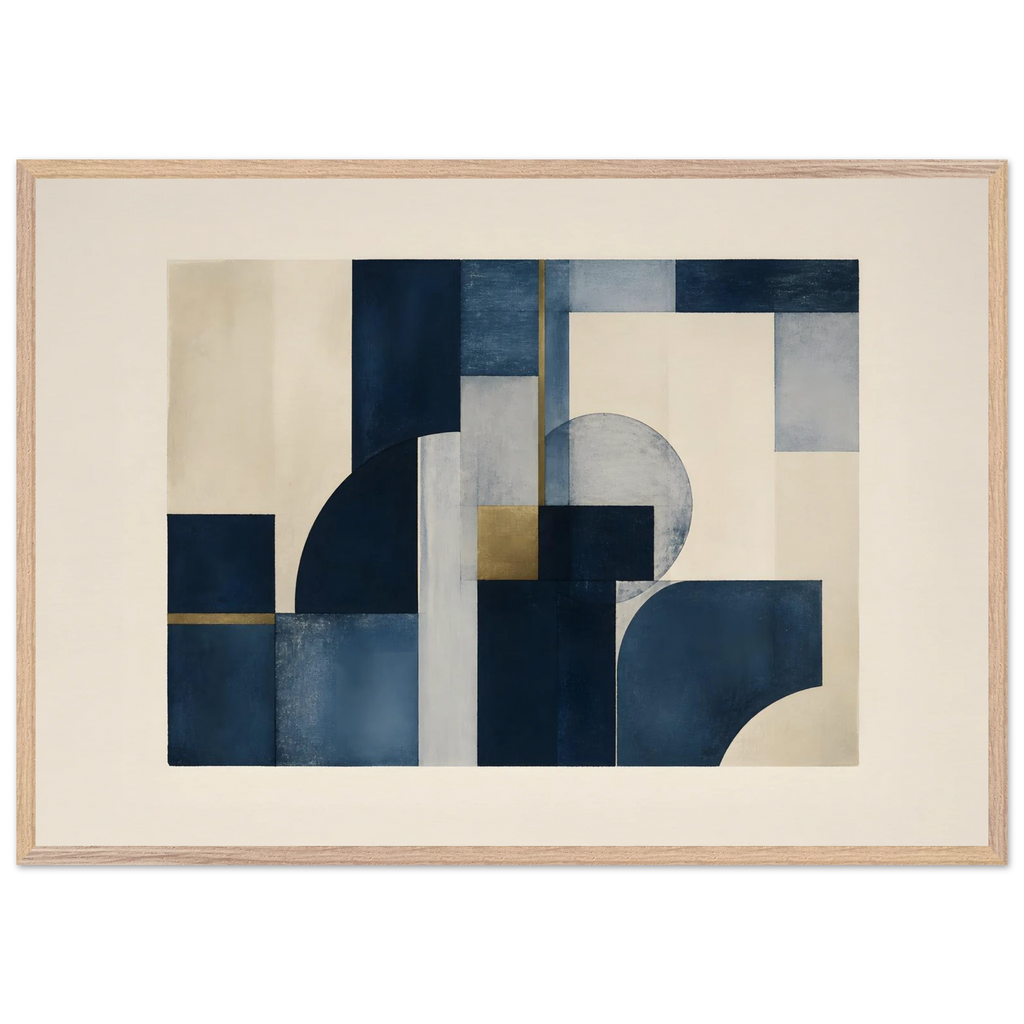 Blue Architecture: geometric abstract, blue and cream. Framed fine art print by The Light Stays.