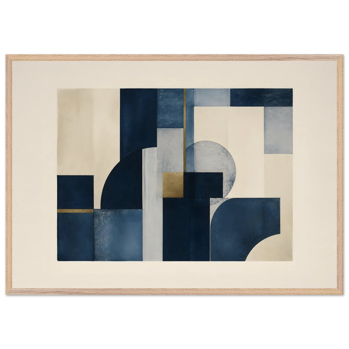 Blue Architecture: geometric abstract, blue and cream. Framed fine art print by The Light Stays.