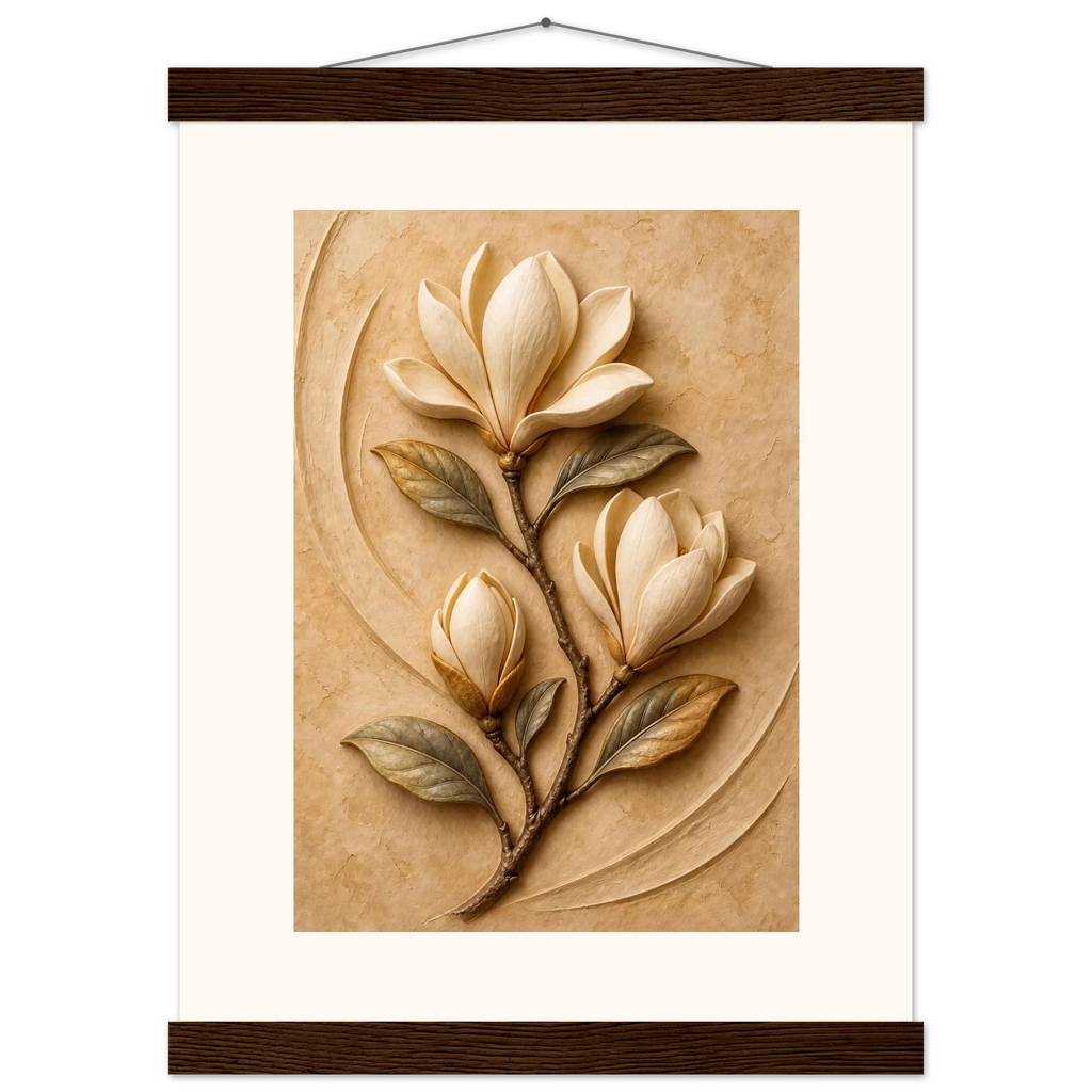 Magnolia Arc: flowers and botanical. Museum-quality fine art poster.