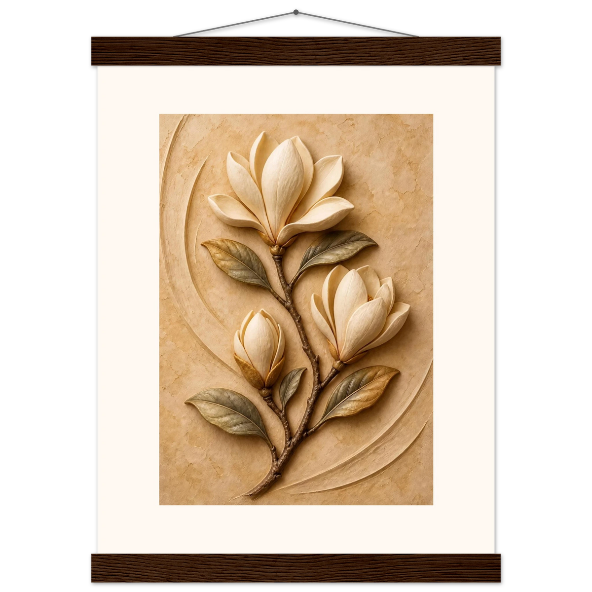 Magnolia Arc: flowers and botanical. Museum-quality fine art poster.