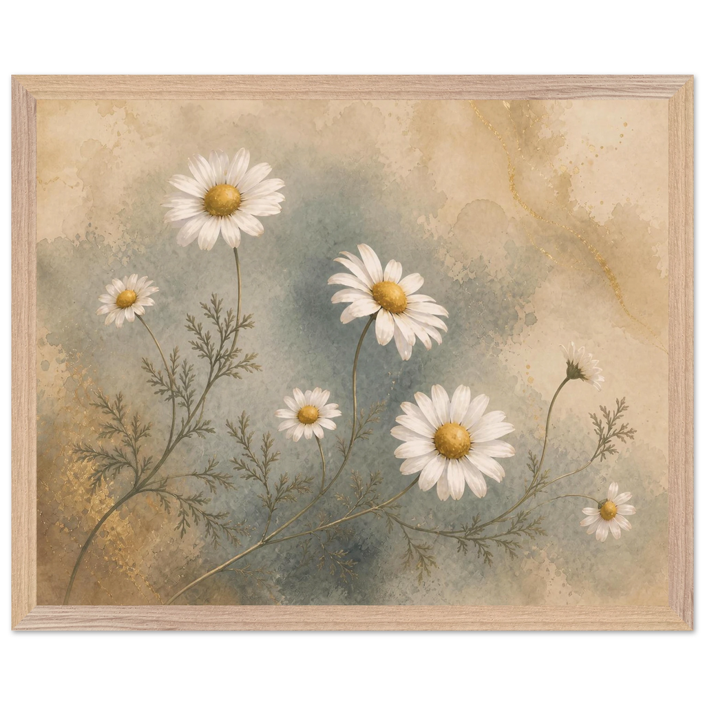 Chamomile Hours: flowers and botanical. Museum-quality framed fine art print.