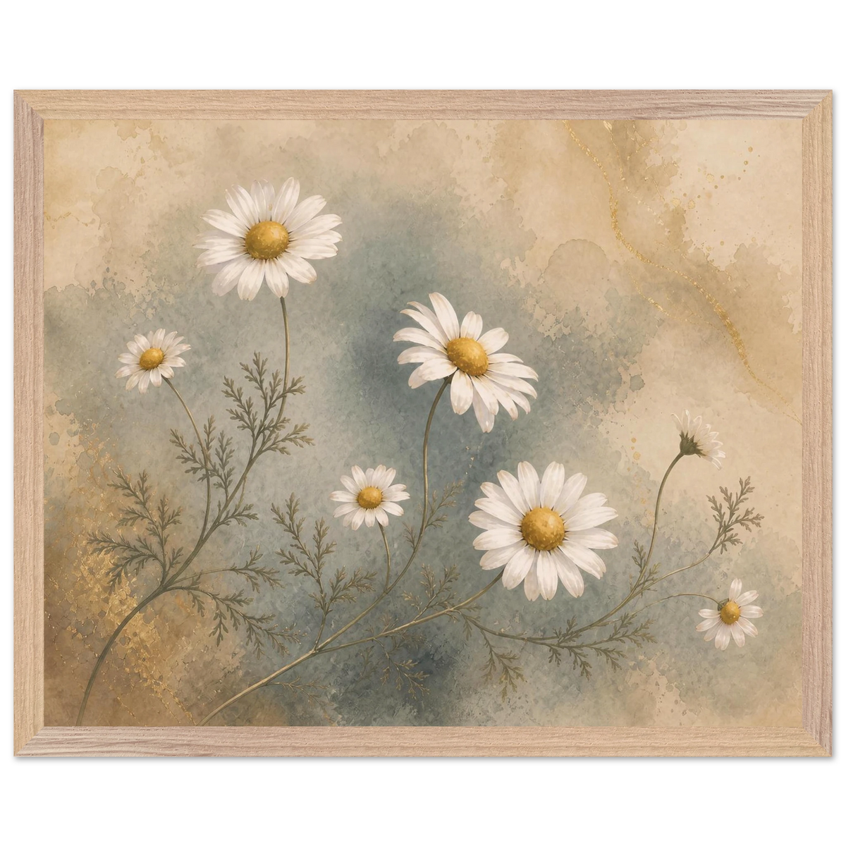 Chamomile Hours: flowers and botanical. Museum-quality framed fine art print.