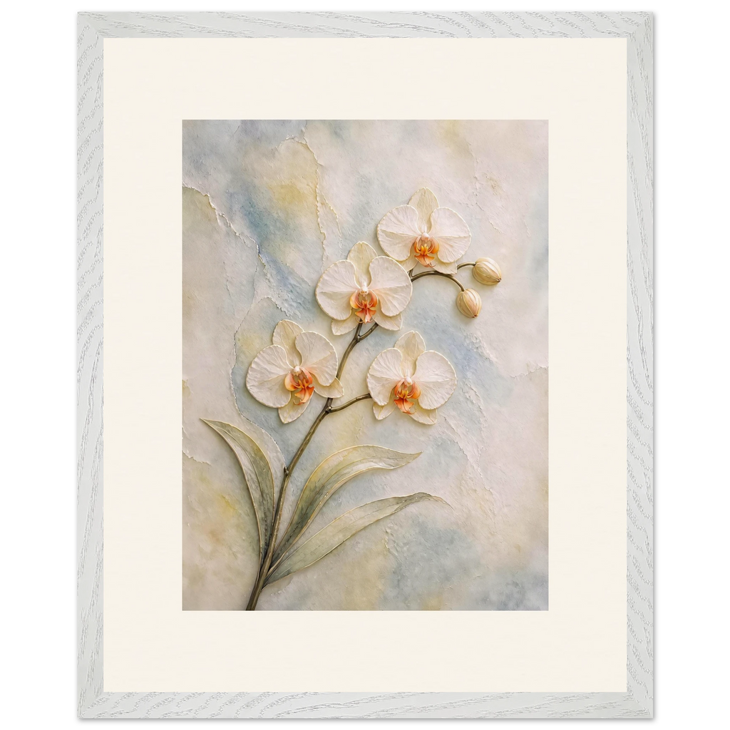 Porcelain Orchid: flowers and botanical. Museum-quality framed fine art print.