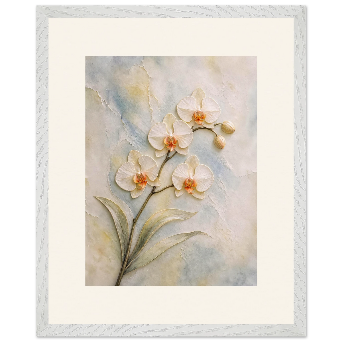 Porcelain Orchid: flowers and botanical. Museum-quality framed fine art print.