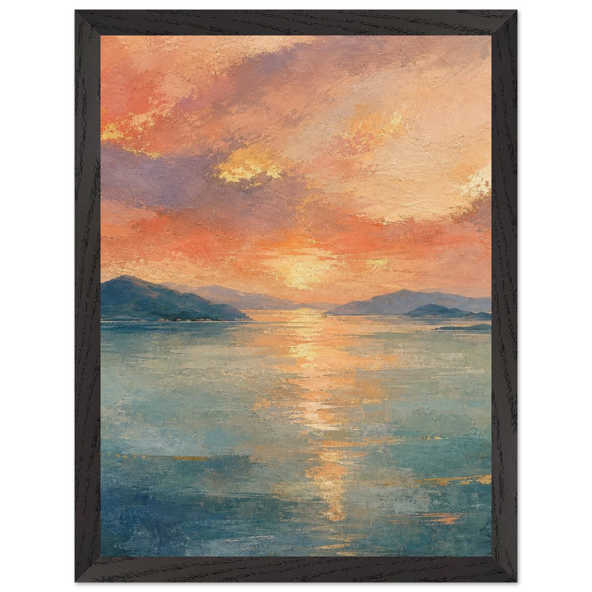 Setouchi Peach Dawn: riviera and japandi. Museum-quality framed fine art print.
