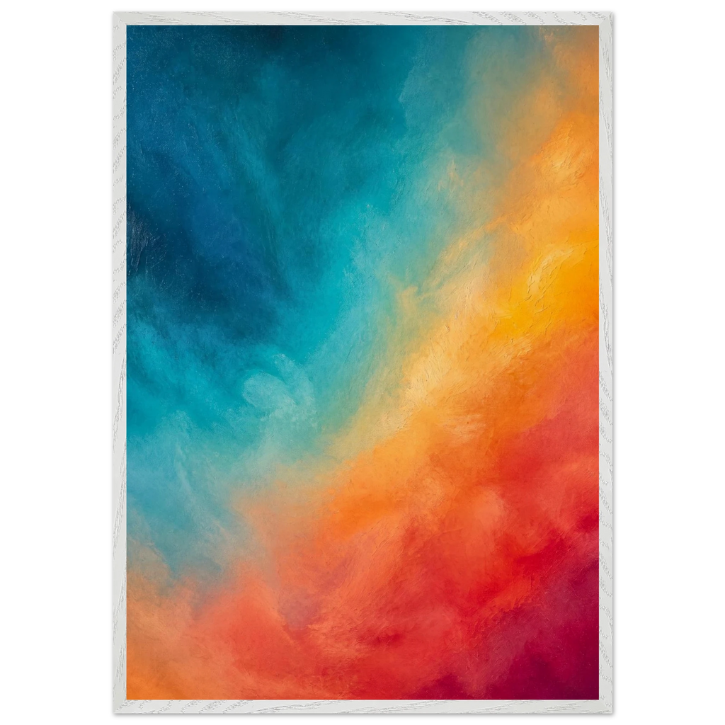 Teal and Orange, gradient, sea and dusk. Archival framed fine art print shown framed.