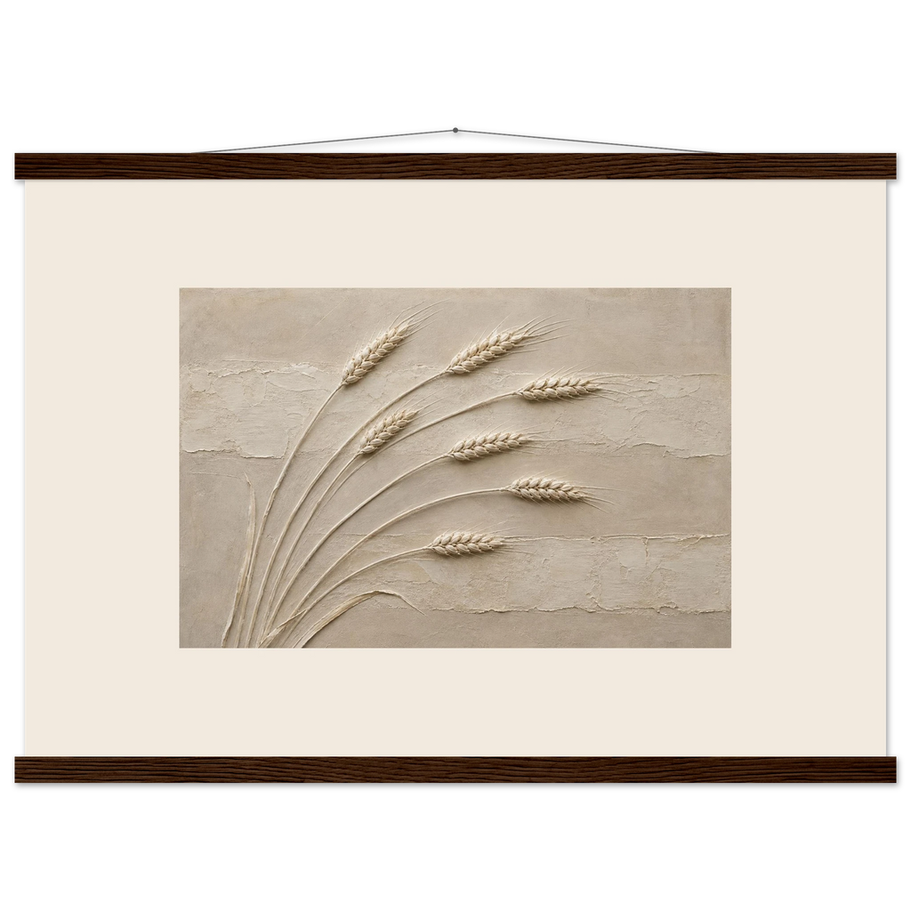 Wheat in Relief, faith, texture and botanical. Archival fine art poster shown framed.