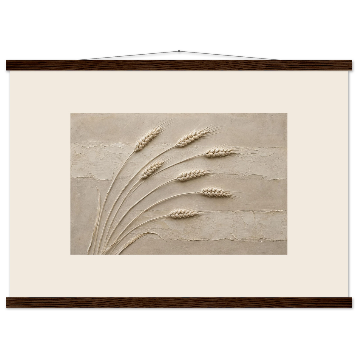 Wheat in Relief, faith, texture and botanical. Archival fine art poster shown framed.