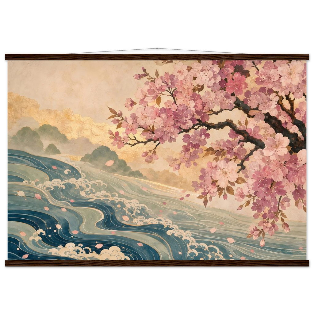 Onda e Florada, pôster floral com suporte de madeira da The Light Stays.