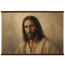Pôster Kind Eyes com suporte de madeira, retrato sereno de Jesus em luz quente