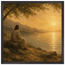 Quadro cristão Bênção do Lago, Jesus sob uma oliveira diante de um lago dourado