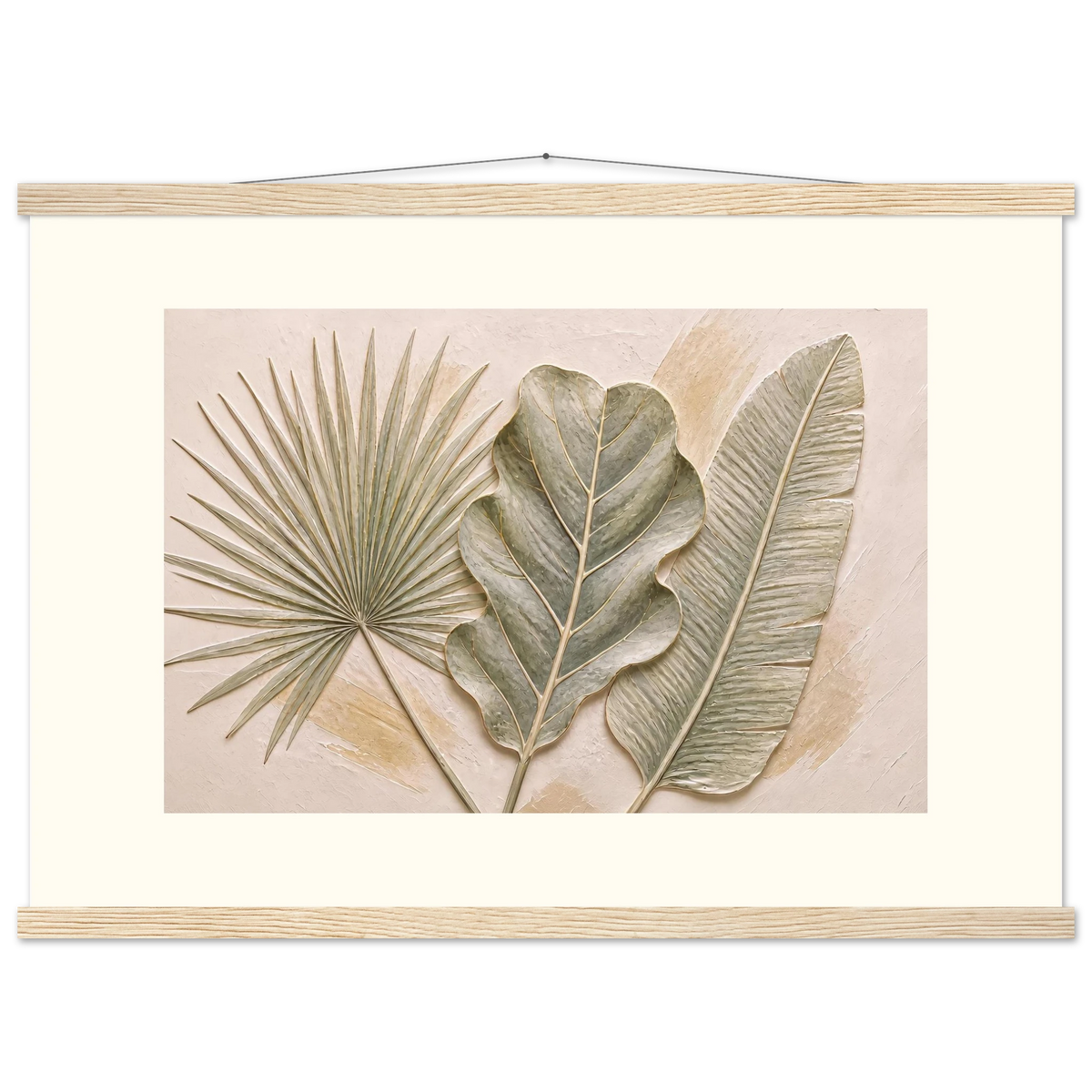 Three Leaves: botanical and nature. Museum-quality fine art poster.
