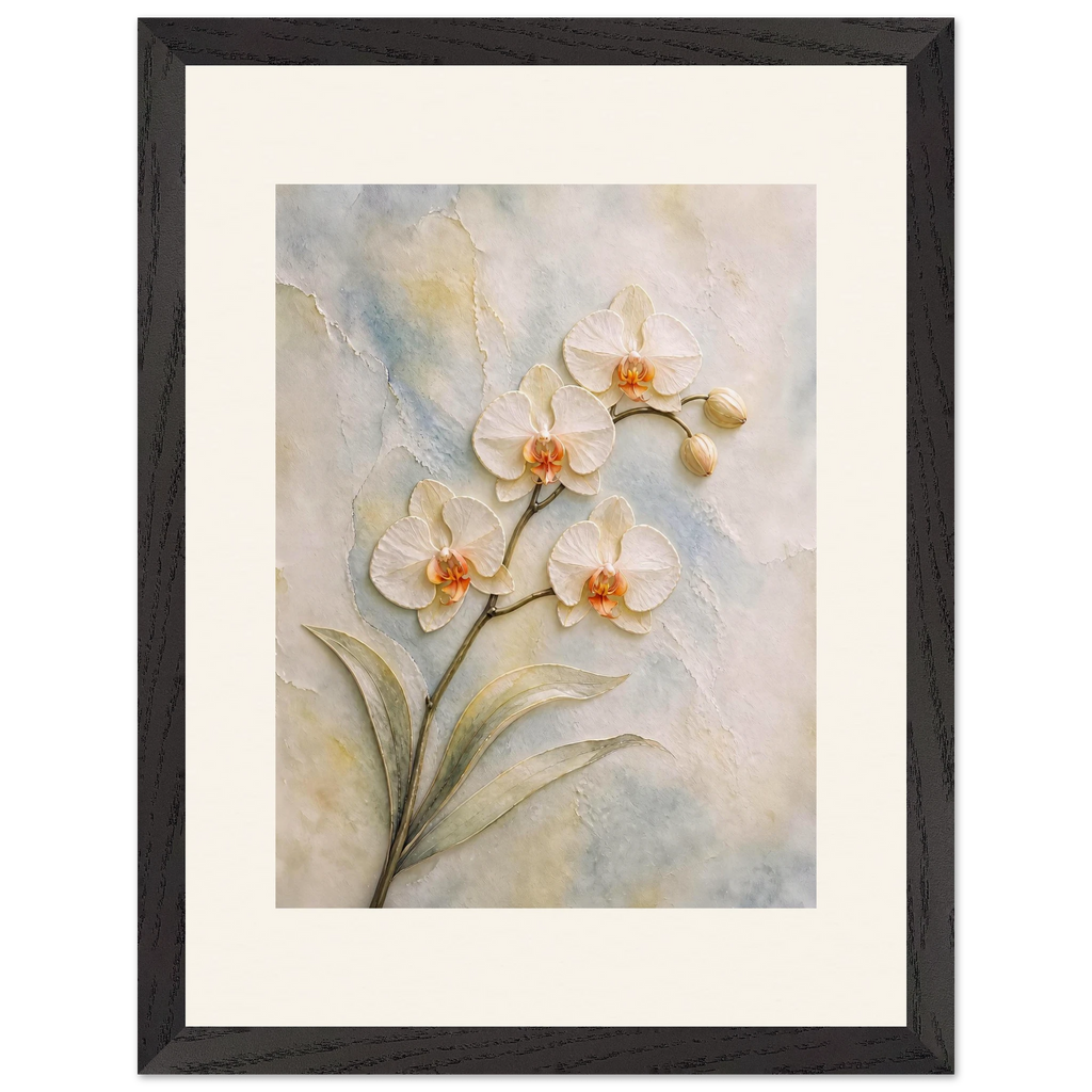 Porcelain Orchid: flowers and botanical. Framed fine art print.