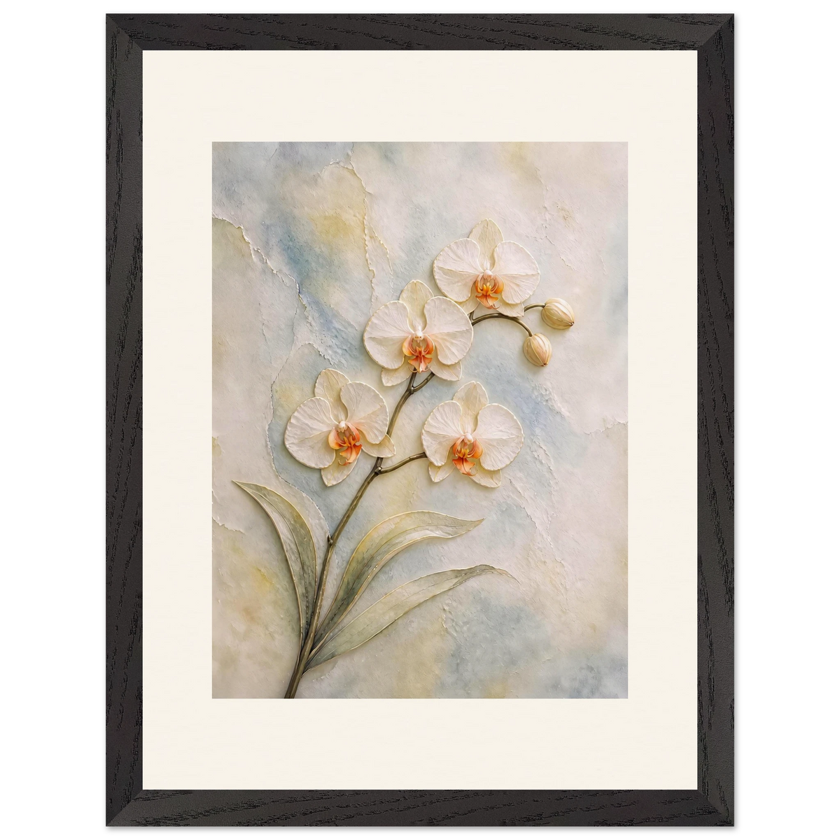 Porcelain Orchid: flowers and botanical. Framed fine art print.
