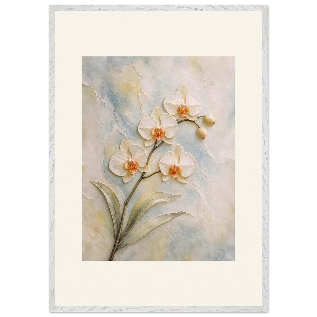 Porcelain Orchid: flowers and botanical. Framed fine art print, alternate frame and size.