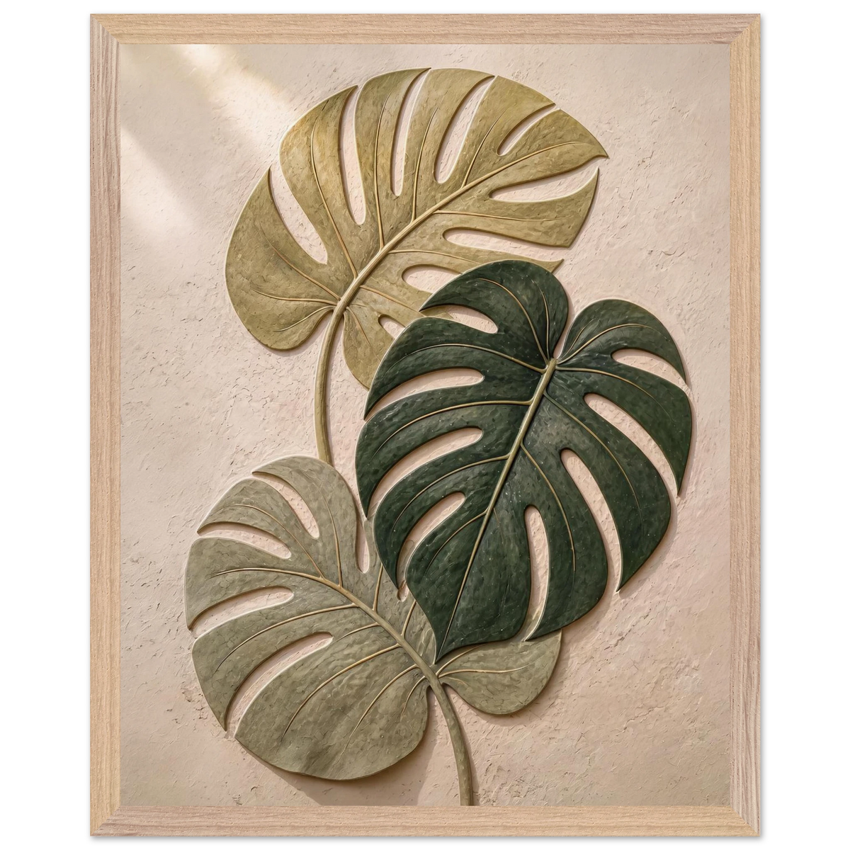 Stone Monstera, botanical and nature. Archival framed fine art print shown framed.