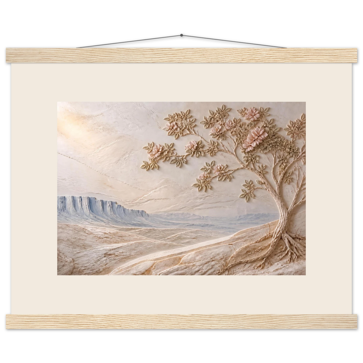 Cliffside Bloom: petra and flora. Fine art poster by The Light Stays.
