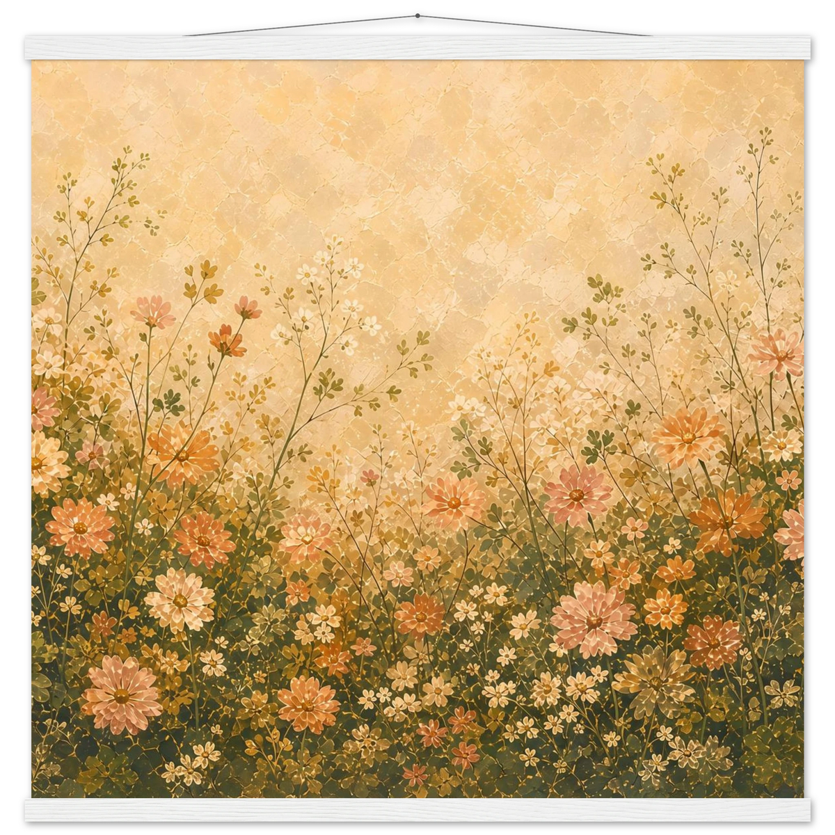 Petal Garden: flowers, botanical and abundance. Fine art poster with wooden hanger by The Light Stays.