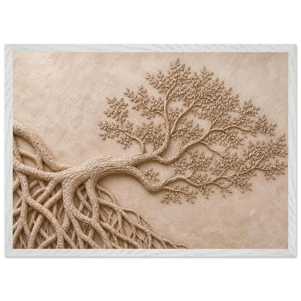 Root Lattice: petra and herbarium. Framed fine art print, alternate frame and size.