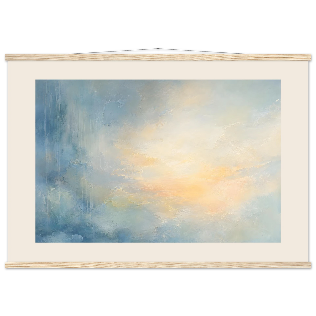 Dawn after Rain, sunrise, coastline and washed light. Archival fine art poster shown framed.