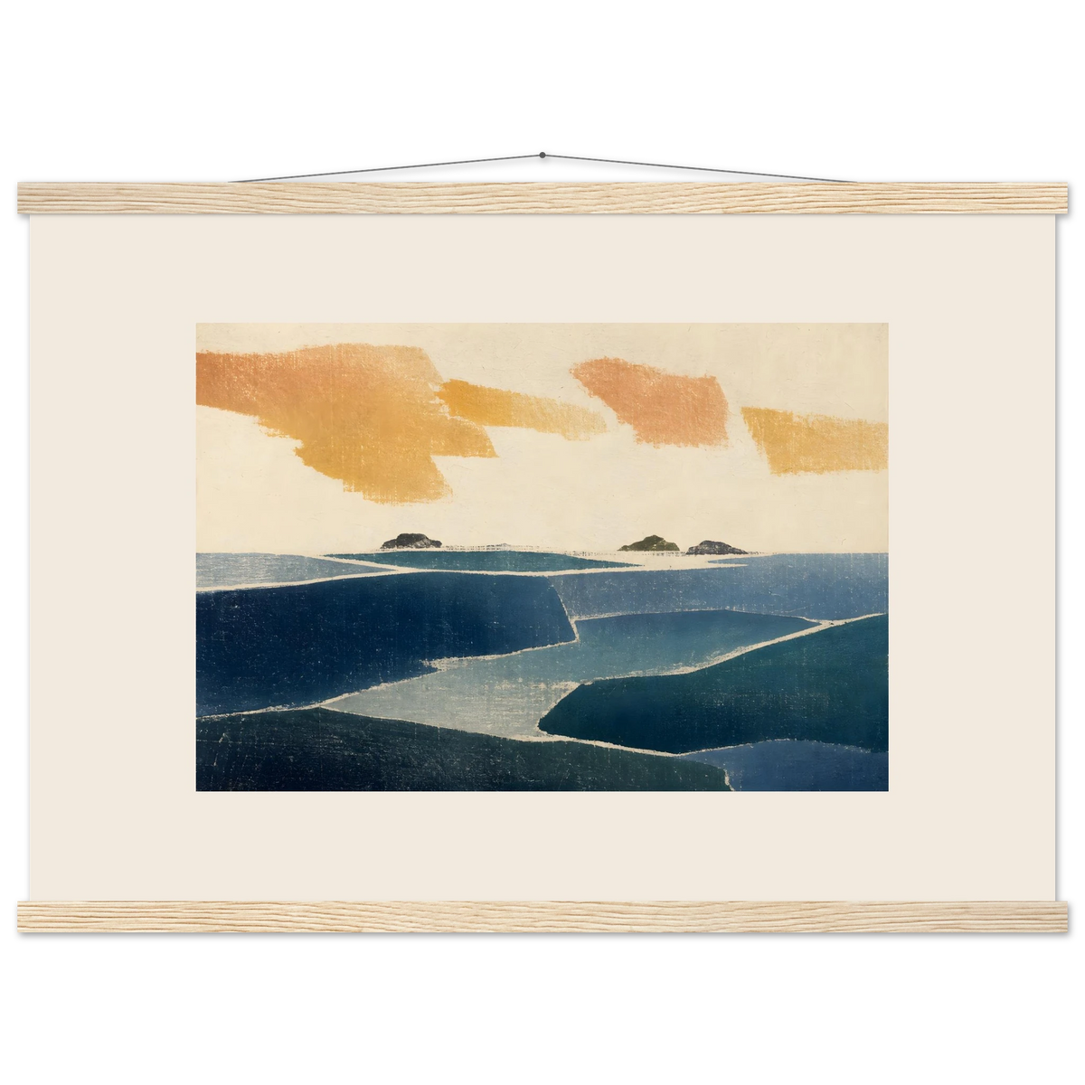 Amber and Indigo: abstract, coastline and color field. Fine art poster by The Light Stays.