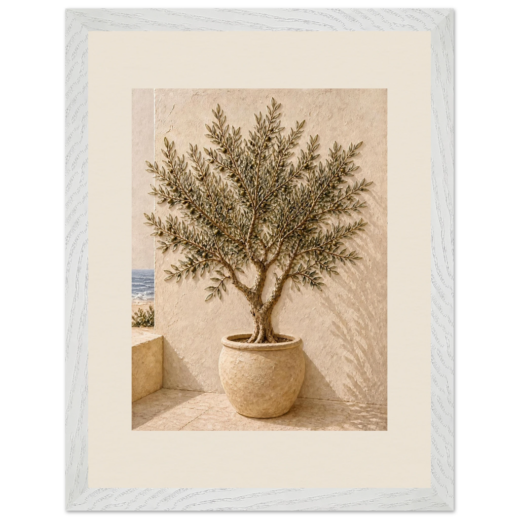 Olive Terrace: landscape and sun. Museum-quality framed fine art print.