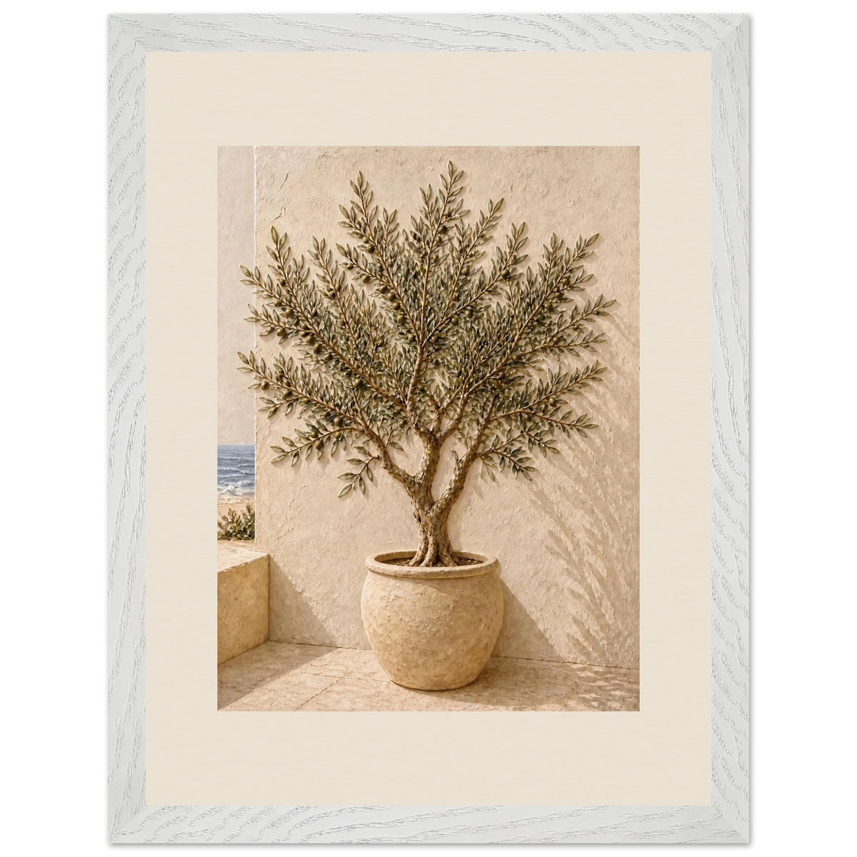 Olive Terrace: landscape and sun. Museum-quality framed fine art print.