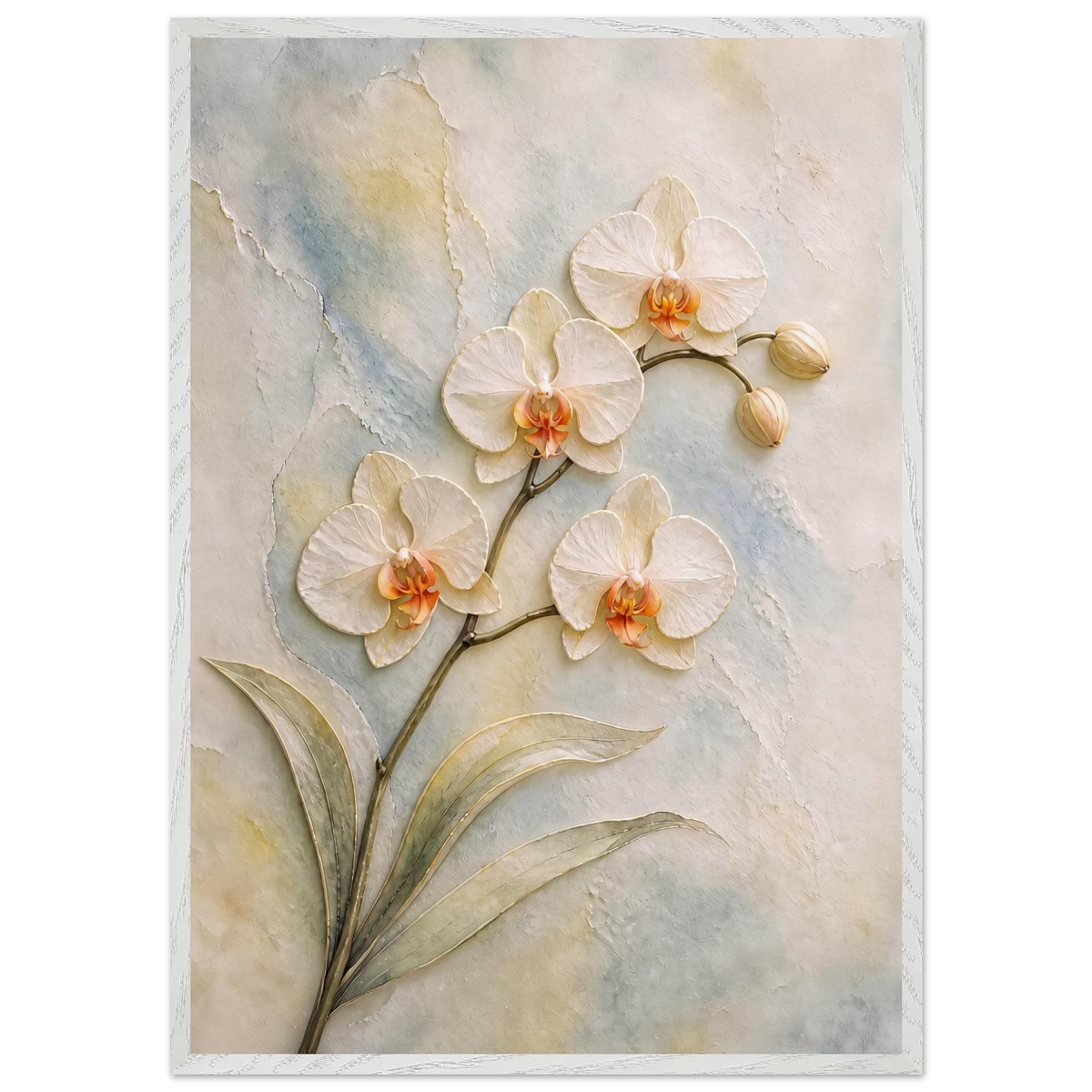 Porcelain Orchid, flowers and botanical. Archival framed fine art print shown framed.