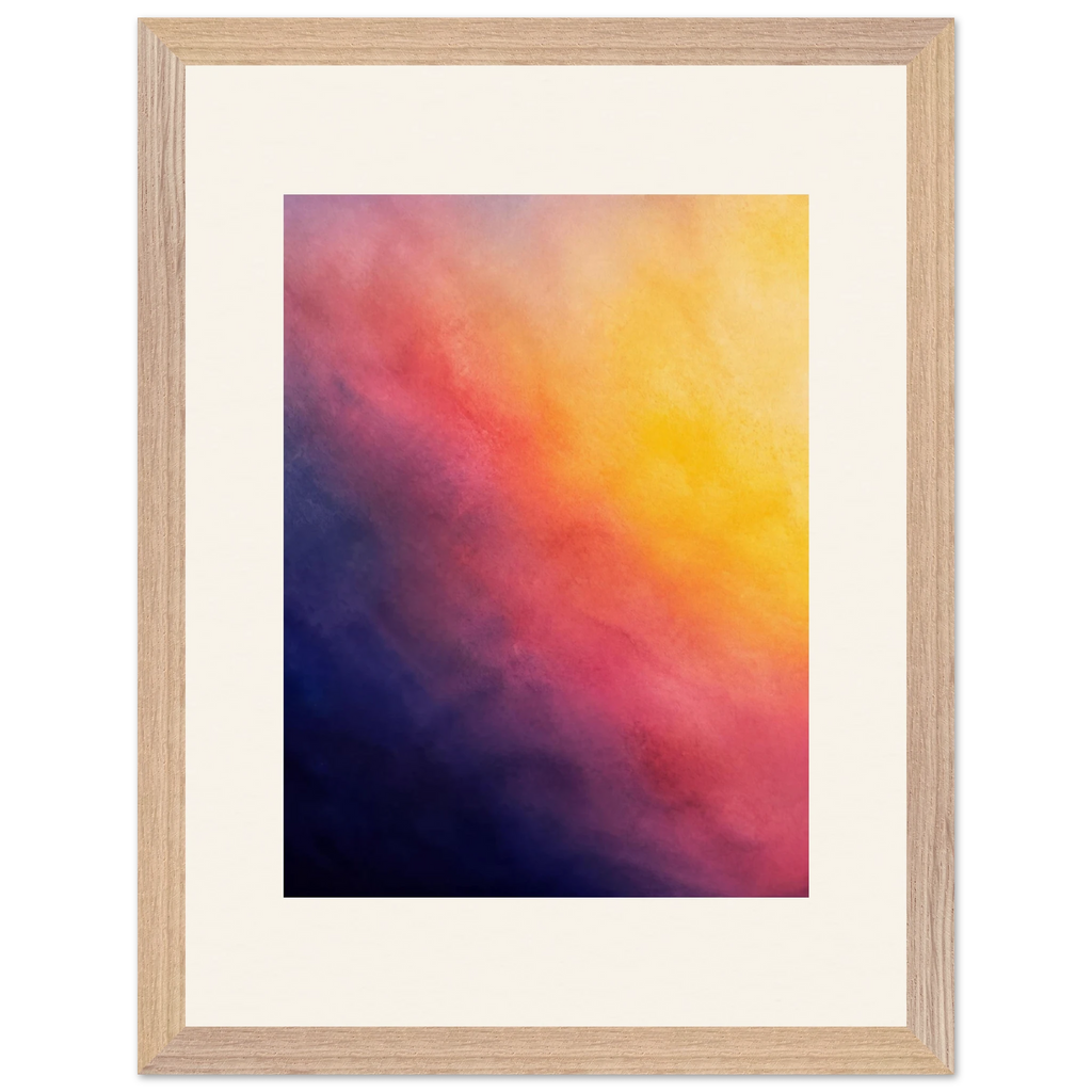 Turquoise and Gold: gradient, night and morning. Framed fine art print, alternate frame and size.
