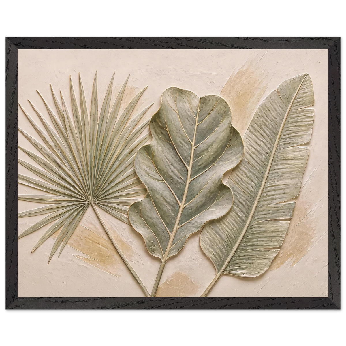 Three Leaves: botanical and nature. Museum-quality framed fine art print.