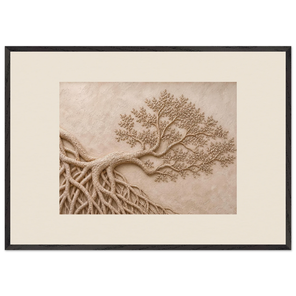 Root Lattice: petra and herbarium. Framed fine art print, alternate frame and size.