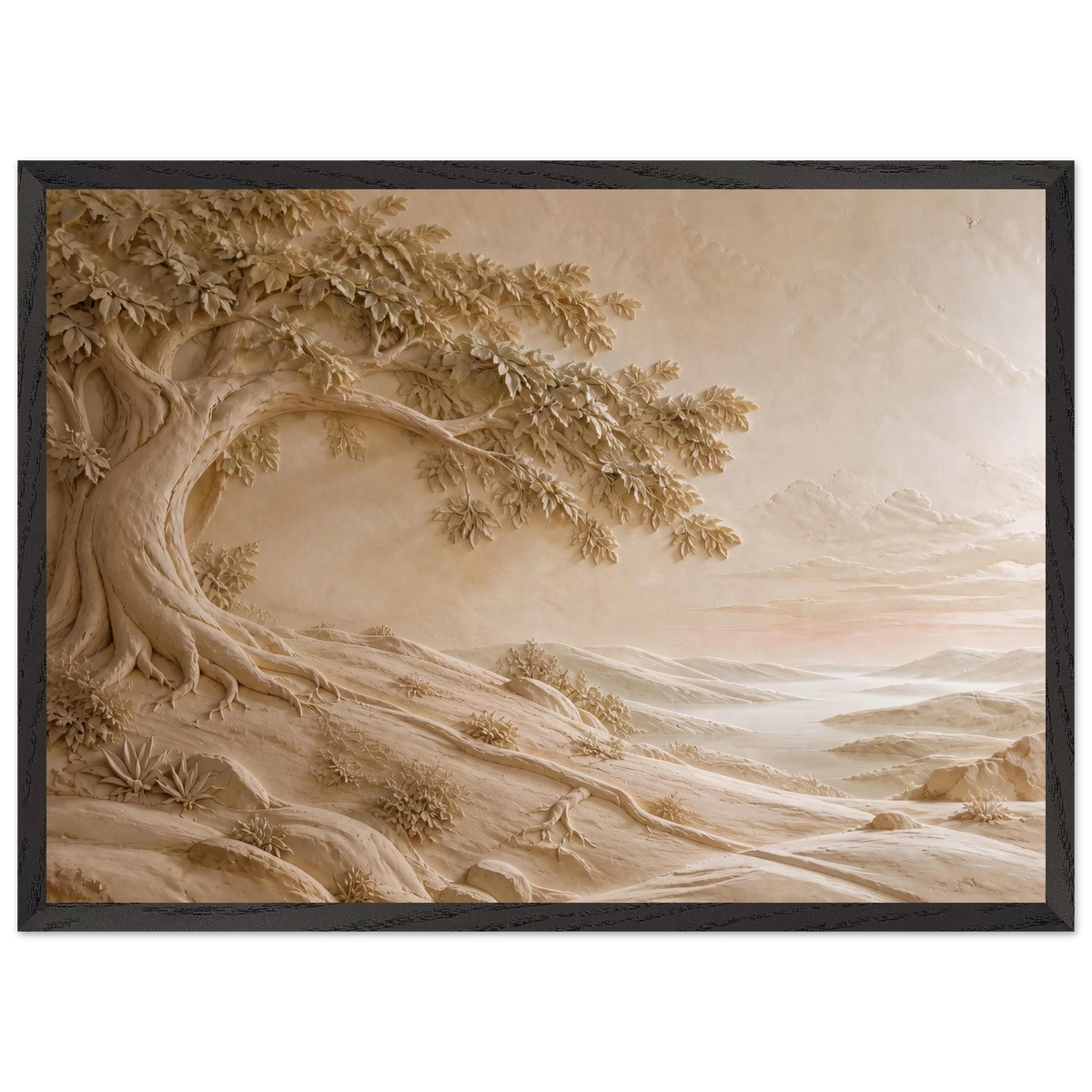 Sandstone Dawn: lumen and siena. Framed fine art print, alternate frame and size.