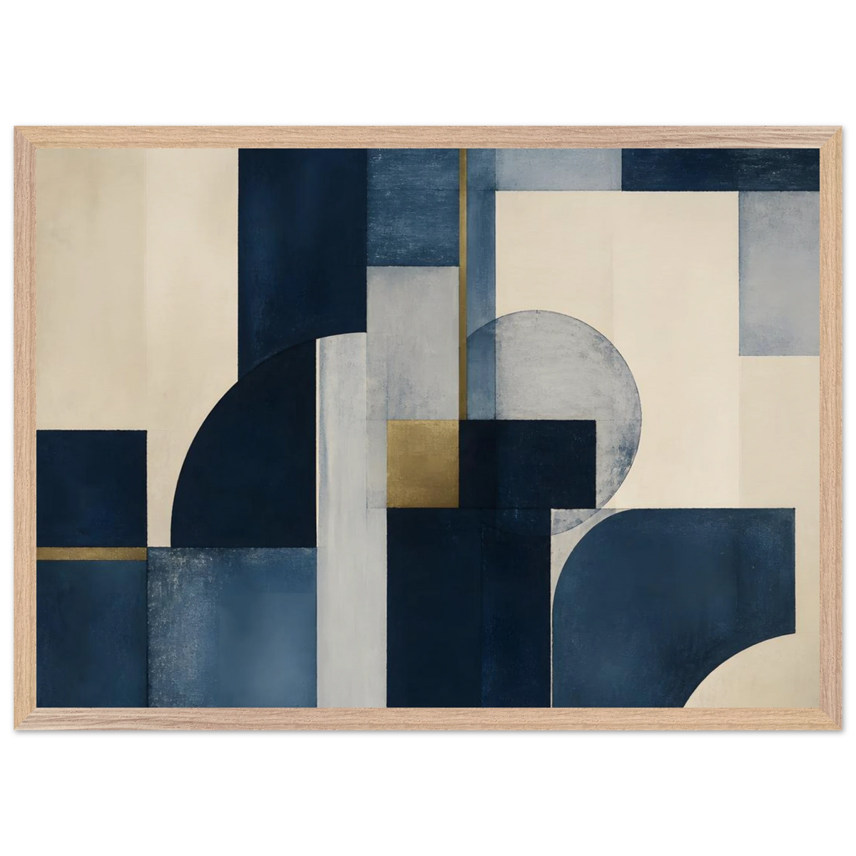 Blue Architecture, geometric abstract, blue and cream. Archival framed fine art print shown framed.