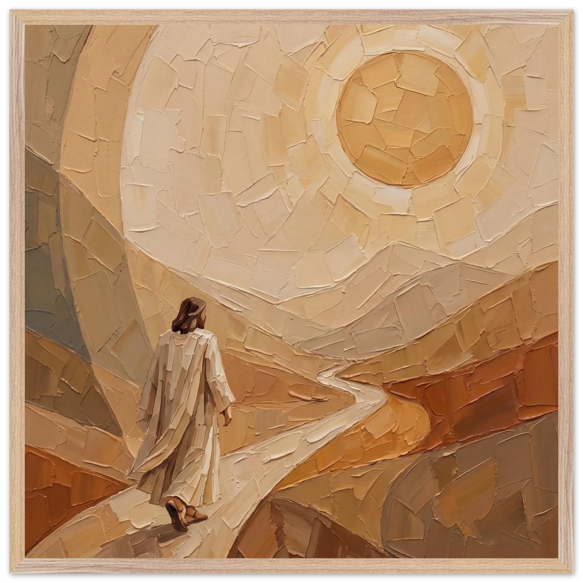 Lightfall: jesus, landscape and golden tones. Framed fine art print by The Light Stays.