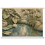 Papyrus Pond: lake, papyrus and serene greens. Fine art poster, alternate frame and size.