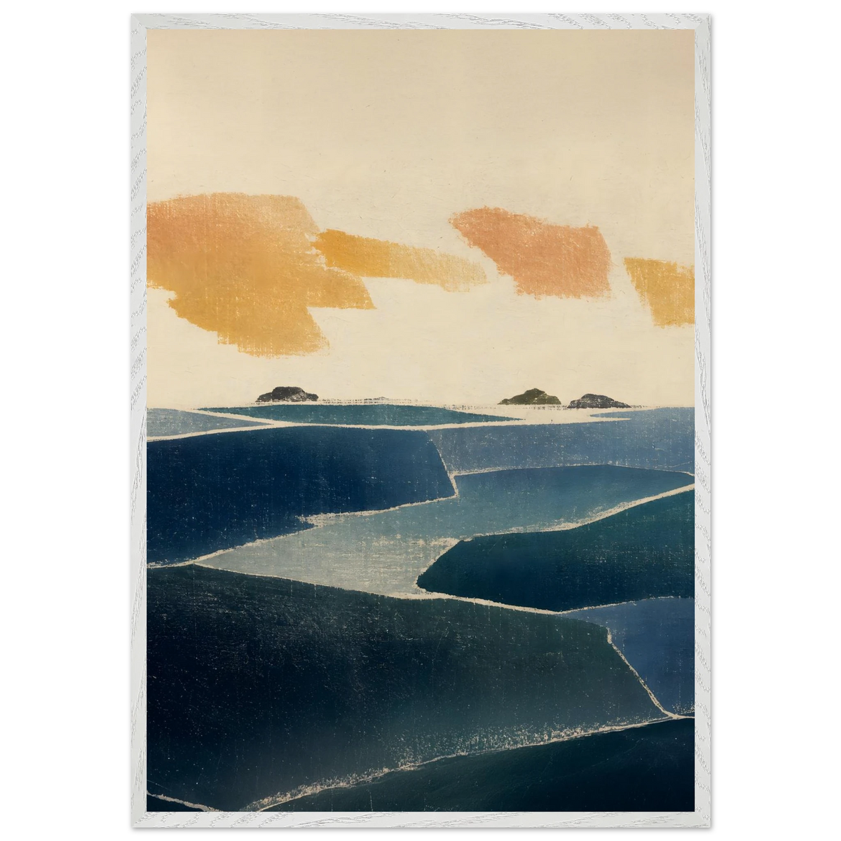 Amber and Indigo: abstract, coastline and color field. Framed fine art print by The Light Stays.