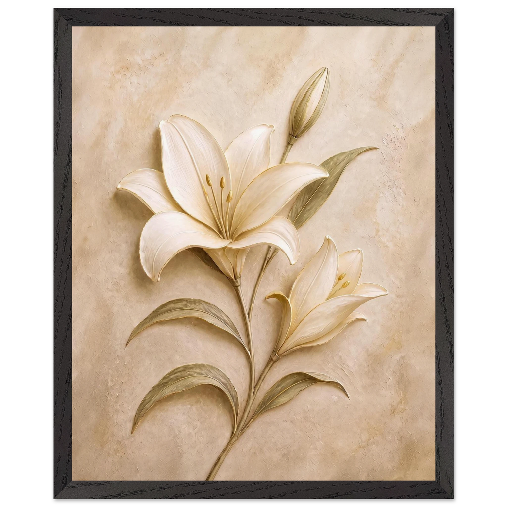 Alabaster Lily: flowers and botanical. Museum-quality framed fine art print.