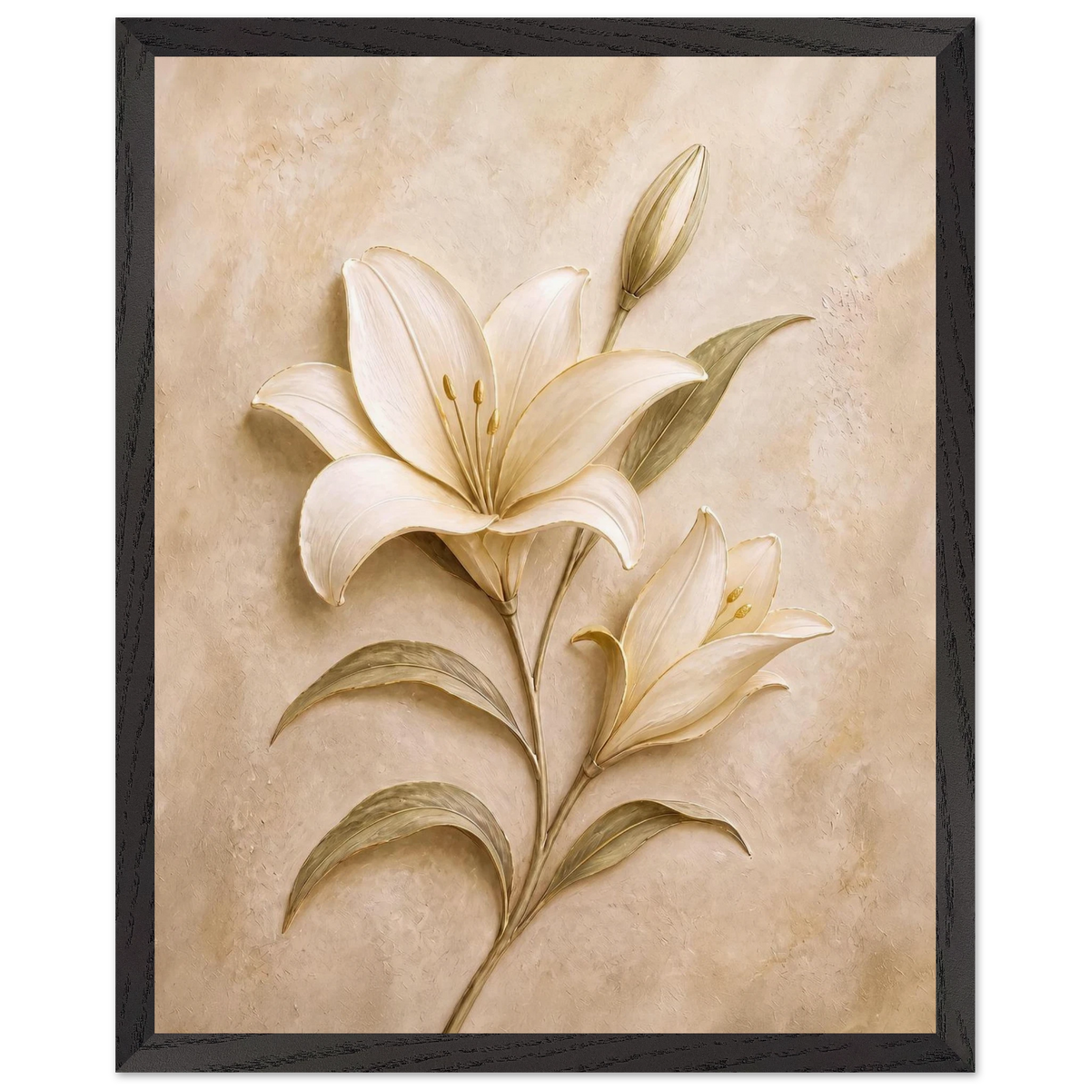 Alabaster Lily: flowers and botanical. Museum-quality framed fine art print.