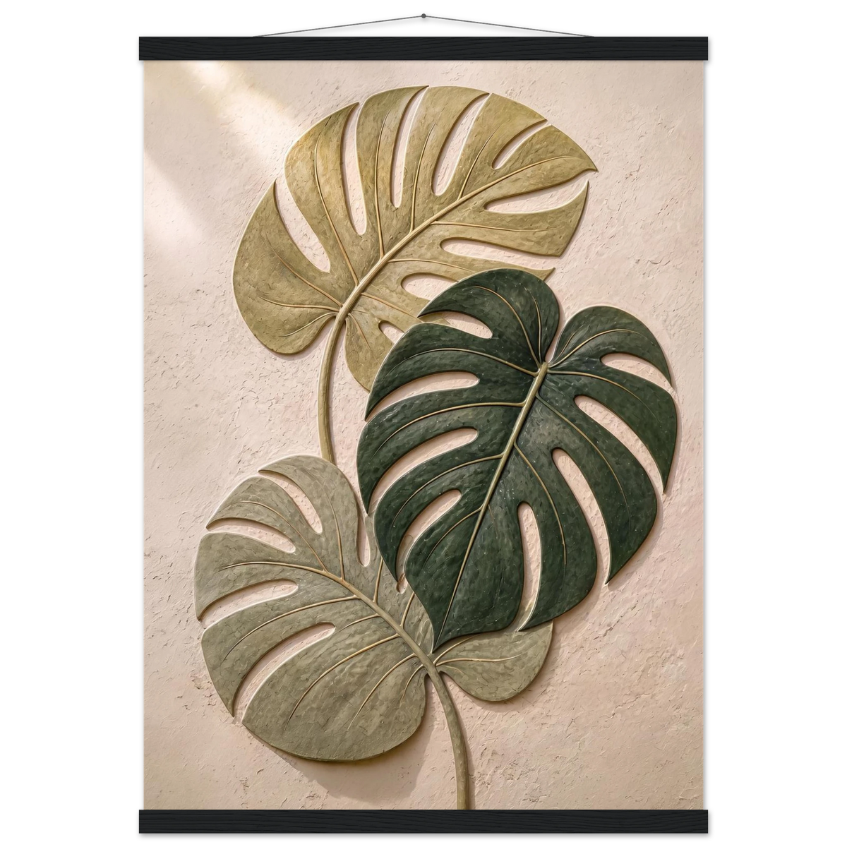 Stone Monstera: botanical and nature. Museum-quality fine art poster.