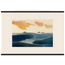 Amber and Indigo, abstract, coastline and color field. Archival fine art poster shown framed.