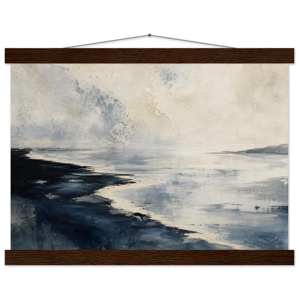 Tidal Ink, sea and coastal landscape. Archival fine art poster shown framed.
